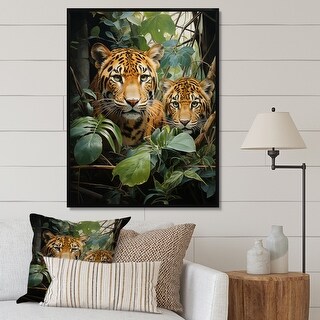 Designart "Asian Art Tigers In Jungle VII" Asian Art Framed Wall Decor ...